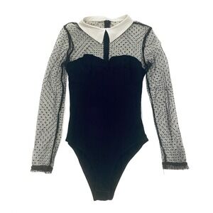 Style Snob Whimsigoth Sheer Mesh Polka Dot Bodysuit Quiet Luxury
